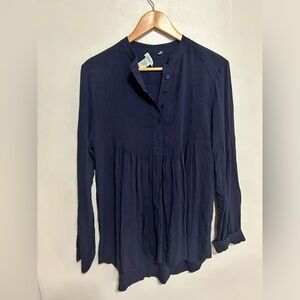 Sundance navy blue‎ Long Sleeve Button Down Blouse Size Medium